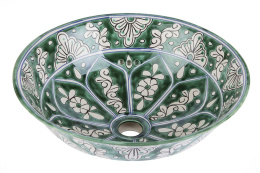 Zielona ceramiczna umywalka nablatowa z Meksyku
