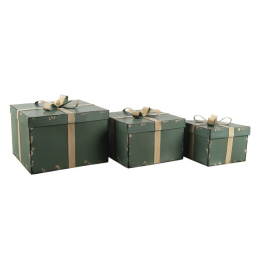 Zielone pudełka dekoracyjne w stylu vintage set 3 szt.