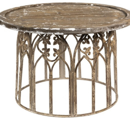 Duży okrągły stolik postarzany w stylu rustic