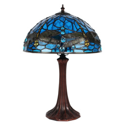 Niebieska lampa stołowa witrażowa TIFFANY 2
