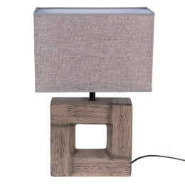 Nowoczesna lampa stołowa na drewnianej podstawie