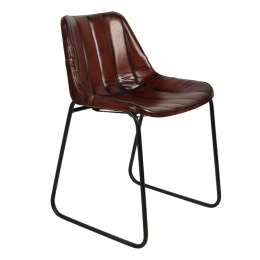 Skórzane krzesło industrialne na metalowych nogach 1