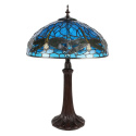 Lampa stołowa witrażowa niebieska z ważką TIFFANY 1