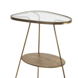 Metalowy stolik ze szklanym blatem w stylu retro