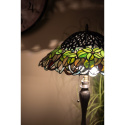 Zielona lampa stołowa w kwiaty witrażowa TIFFANY
