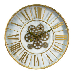Złoty zegar ścienny vintage z cyframi rzymskimi