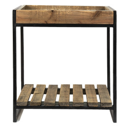 Drewniany stolik z rantem drewno i metal