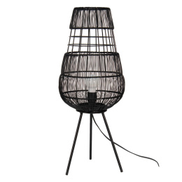 Czarna ażurwa lampa stołowa w stylu nowoczesnym
