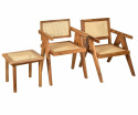 Drewniane krzesło z rattanowym oparciem BARI Belldeco 3