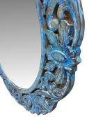 Okrągłe lustro w drewnianej niebieskiej ramie 120 cm
