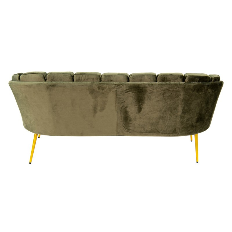 Zielona sofa retro na złotych nóżkach