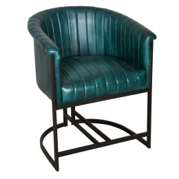 Zielone skórzane krzesło z podłokietnikami Clayre & Eef