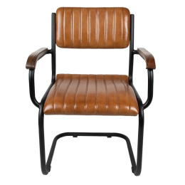 Brązowe skórzane krzesło z podłokietnikami Clayre & Eef