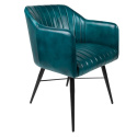 Krzesło tapicerowane zieloną skórą Clayre & Eef