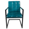 Zielone krzesło z podłokietnikami Clayre & Eef skóra i metal