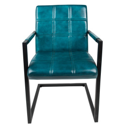 Zielone krzesło z podłokietnikami Clayre & Eef skóra i metal