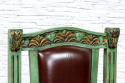 Indyjskie postarzane krzesło tapicerowane skórą
