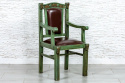 Indyjskie postarzane krzesło tapicerowane skórą