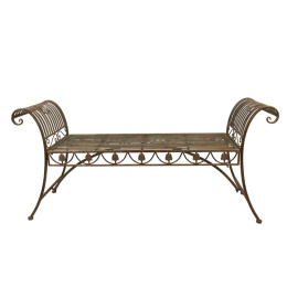 Metalowa postarzana ławka ogrodowa w stylu vintage Clayre & Eef
