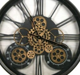 Metalowy zegar ścienny z zębatkami RUSTIC 2 Belldeco