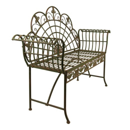 Zielona metalowa ławka ogrodowa vintage Clayre & Eef