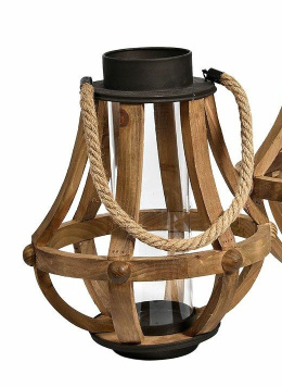 Drewniany lampion latarnia pękaty GARDEN Belldeco B