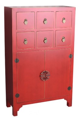 Orientalna czerwona komoda drewniana w stylu chińskim