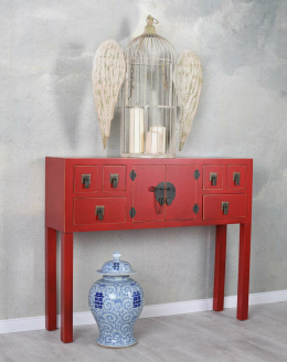 Czerwona orientalna konsola w stylu chińskim