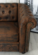 Skórzany brązowy fotel Chesterfield