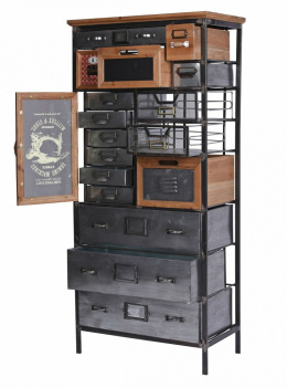Wysoka metalowa szafka industrialna z szufladami