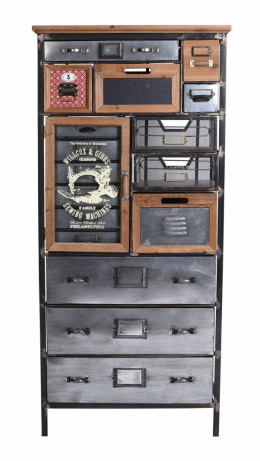 Wysoka metalowa szafka industrialna z szufladami