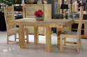 Drewniany jasny stół indyjski 90x90 z dostawkami