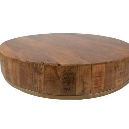 Duży stolik kawowy z drewnianym rustykalnym blatem