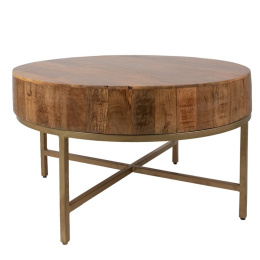 Duży stolik kawowy z drewnianym rustykalnym blatem