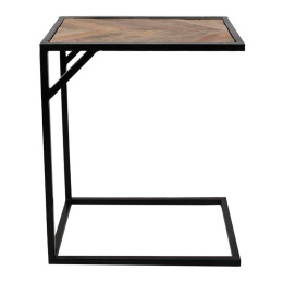 Industrialny asymetryczny stolik drewno i metal