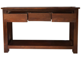 Drewniana brązowa konsola indyjska z szufladami