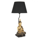 Złota lampa stołowa Budda z czarnym kloszem