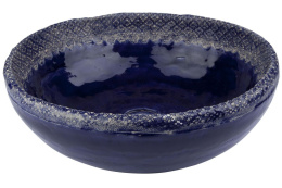 Artystyczna umywalka kobaltowa z ozdobną koronką