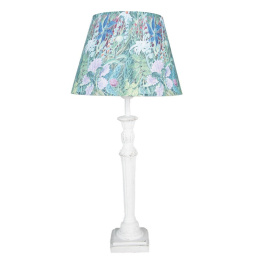 Biała lampa stołowa z kloszem w kwiaty Clayre & Eef