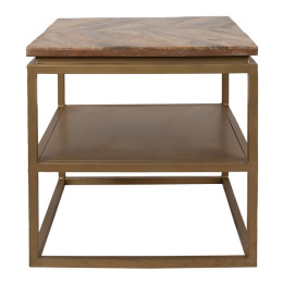 Metalowy stolik z drewnianym rustykalnym blatem