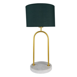 Nowoczesna ażurowa lampa stołowa z zielonym kloszem