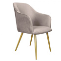 Szare tapicerowane krzesło retro na złotych nogach