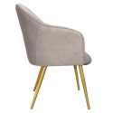 Szare tapicerowane krzesło retro na złotych nogach