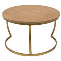 Okrągły metalowy stolik kawowy z drewnianym blatem