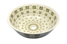 Bolesławiec - ceramiczna umywalka nablatowa ręcznie malowana