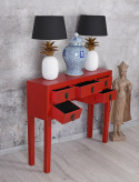 Czerwona drewniana konsola orientalna z szufladami