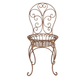 Metalowy kwietnik postarzany vintage w kształcie krzesła