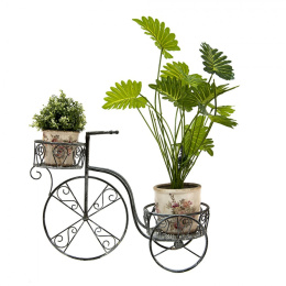 Metalowy stojak rower vintage z koszem na kwiaty