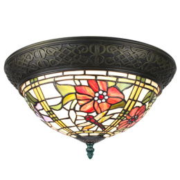 Witrażowa lampa sufitowa plafon w kwiaty TIFFANY