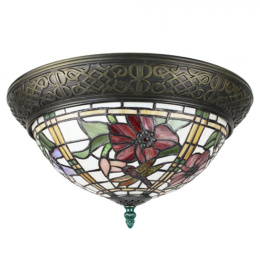 Witrażowa lampa sufitowa plafon w kwiaty TIFFANY